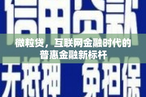 松北微粒贷，互联网金融时代的普惠金融新标杆