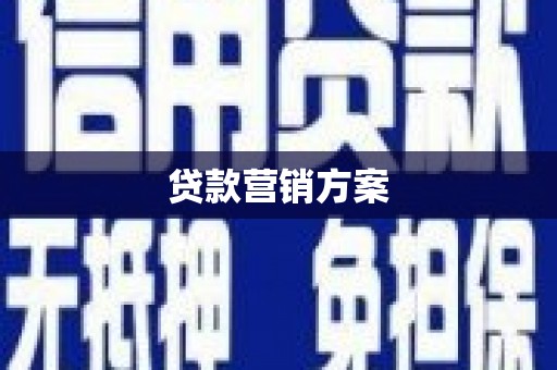 松北贷款营销方案