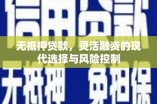 松北无抵押贷款，灵活融资的现代选择与风险控制