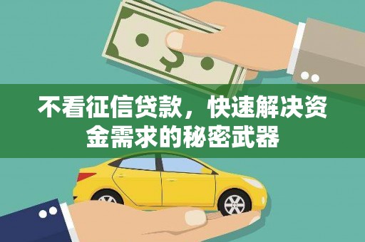 松北不看征信贷款，快速解决资金需求的秘密武器