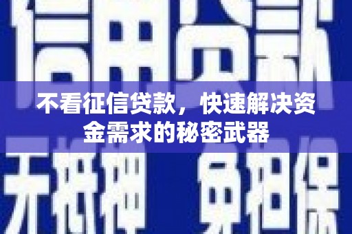松北不看征信贷款，快速解决资金需求的秘密武器