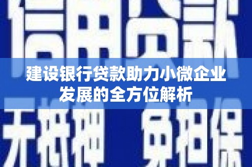 松北建设银行贷款助力小微企业发展的全方位解析