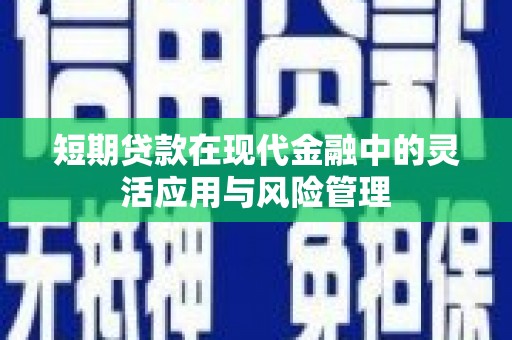 松北短期贷款在现代金融中的灵活应用与风险管理