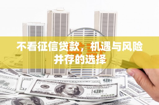 松北不看征信贷款，机遇与风险并存的选择